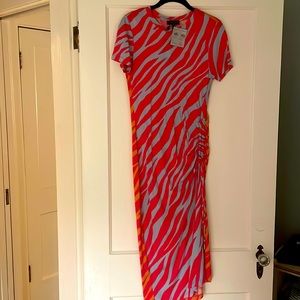 NWT Rag & Bone Ina ruched zebra print jersey dress